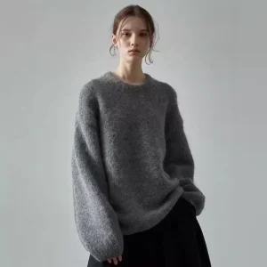 Women Merino Wool Sweater Oversized Soft Fuzzy Knit Pullover Winter Warm Loose Fit Ladies Casual Knitwear