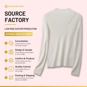 Women Mock Neck Rib Knit Top Diagonal Hollow Out Pearl Detail Long Sleeve Slim Knitted Pullover OEM Factory