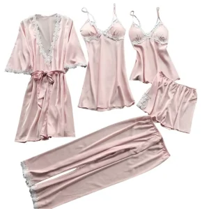 Women Pajamas Sleepwear Night Dress 5 Five Pieces Sleepwear Womens Sleep Set