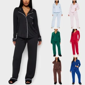 Women Pajamas Soft Women’s Knitted Pajamas Lounge Sets Nightwear Sleepwear Home Wear Women Sleepwear 2 Pieces Sets