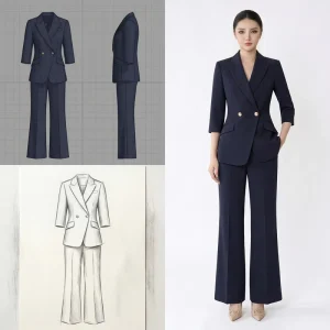 Women Peplum Suit Set Professional Formal Business Office Navy Quick Dry Polyester Rayon