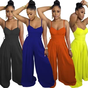 Women Plus Size Wide Leg Jumpsuit Romper Overall Female Clothing Streetwear