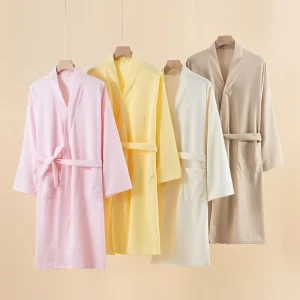 Women Robe Sleepwear Solid Color Morning Bathrobe Soft Night Dress Pajamas Comfortable and Simple Bathrobe