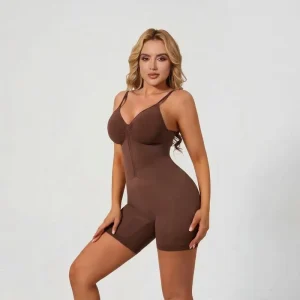 Women Seamless Zipper Spaghetti Strap Shapewear Bodysuit High Stretch Tummy Control Butt Lift Back Support Shaper