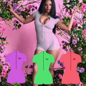 Women Set Onesie Bodysuit Fitness Body Basics Sets New Body Basics Rompers Nylon Custom Zipper Colorful Lougewear