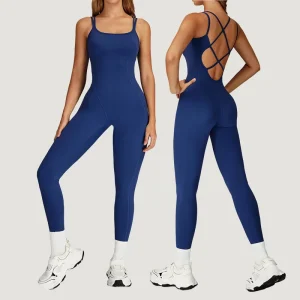 Women Sexy Bodycon Stretch Nylon Gym Bodysuit Backless Yoga Jumpsuit Workout Playsuit One Piece Activewear
