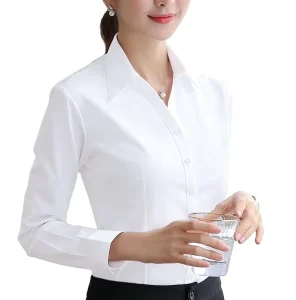 Women Shirts Woman Blouses Cotton Shirt Office Lady With Turn Down Collar Single Breast Women’s Clothing