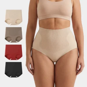 Women Silk Seamless Sculpting Shapewear High Waist Control Panties Slim Fit Body Shaper Breathable Eco Friendly