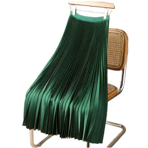 Women Skirts Plus Size Women’s Clothing Solid Color High-grade Satin Pleated Skirt Plus Size Joker Skirt