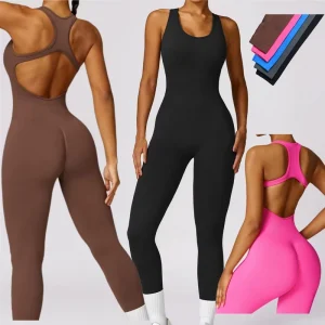 Women Sleeveless Hollow Tight Back Yoga Jumpsuits Women’s Hip Tightening Exercise Jumpsuit Sports Activewear for Women