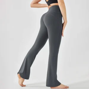 Women Solid Color High Waist Fitness Pants Wide Leg Yoga Pants Flared Yoga Pants Bell Bottom