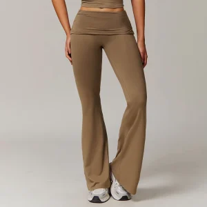 Women Solid Color High Waist Fitness Pants Wide Leg Yoga Pants Flared Yoga Pants Bell Bottom