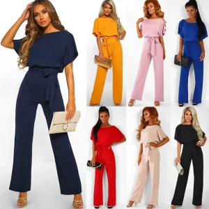 Women Spring Summer Casual Jumpsuit Ladies Jumpsuit Outfit Women’s Loose Wide Leg Jumpsuit