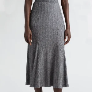 Women Spring Summer Knitted Skirt High Waisted Mid Length Solid Color A Line Sweet Casual Knit Skirt