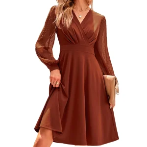 Women Summer Casual Dresses Solid Color Long Sleeve Loose Women’s Dresses