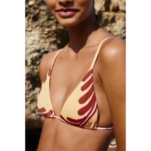 Women Summer Triangle Bikini Set Retro Swirl Print Tie Back Top and Side Tie Bottom Bathing Suit Custom Swimsuit