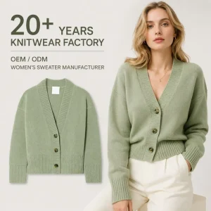 Women Sweater Cashmere Knit Cardigan Winter White Button Solid Casual OEM ODM Soft Warm Factory Supply