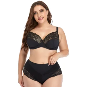 Women Ultra Thin Comfortable and Breathable Plus Size Bra and Panty Sets up to 115E Cup Large Size Underwear