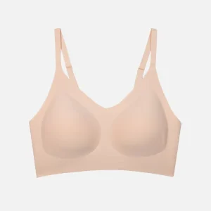 Women V neck Comfort Push up Latex Sleeping Bra Adjustable Strap Wireless Seamless Bra