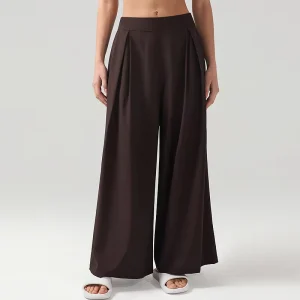 Women Wide Leg Pants Elastic Waist Modify Leg Shape Leisure Loose Cooling Feel Plus Size Women’s Pants