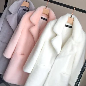 Women Winter Clothes New Fur Integrated Long Faux Fur Coat Mink Women’s Mid Length Fur Coats for Ladies