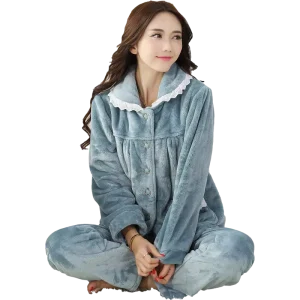 Women Winter Flannel Pajama Set Girls Sleepwear Pajamas