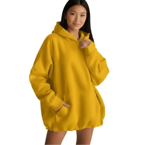 Women Winter Pullover Oversized Hoodie Soft 100% Cotton Loose Fit Cozy Eco Friendly Windproof Sweatshirt Trendy Casual