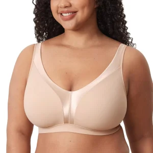 Women Wire Free Plus Size Soft Bonded Bra Custom 2-ply Lining Comfortable Full Coverage Seamless Lingerie Unlined Bra