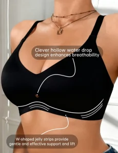 Women Wireless Seamless Bra Deep V Push Up Bralette Breathable Soft Lift Jelly Support Convertible Back Bra