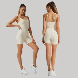 Women Yoga Romper One Piece Ribbed Exercise Unitard Bodycon Stretch Jumpsuit Women’s Yoga Rompers Sleeveless Sport Romper