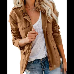 Women Zipper Jacket Coat Autumn Female Outerwear Long Sleeve Casual Streetwear Coat Windbreaker Stand Collar Jackets