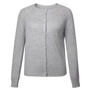 Women’s 100% Wool Cardigans Soft Minimalist Solid Crew Neck Winter Casual Style with Button Decoration Knitted