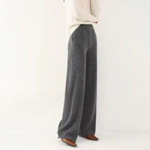 Women’s 100% Wool Pants Thickened Double Pockets Wide Leg Pants Elastic Waist Custom Made Solid Color Knit Wool Pants