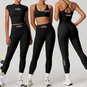 Women’s 5pcs Workout Crop tank Bra Tops Yoga Sets Ropa Deportiva Clothing Gym Wear Fitness Sets Activewear for Womens