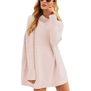 Women’s Acrylic Material Loose Knit Pullover Turtleneck Blouse Embroidery Ruffles Sequins