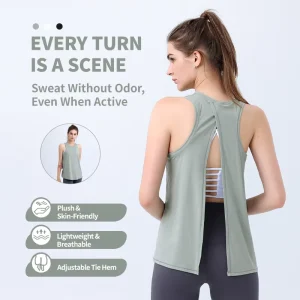Women’s Active Open Back Sports Blouse Printed Gym Pilates Fitness Yoga Wear Breathable Bra Tank Tube Top Running Vest