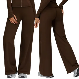 Womens Activewear Autumn and Winter Plus Fleece Warm High waisted Wide leg Exercise Fitness Gym Pants