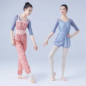 Women’s Adult Sports Bodysuit Jumpsuit Slim Waist Legs Warm Up Sweat Heating Sauna Pants Long Soft Practice Pants Ballet