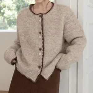 Women’s Autumn Casual Breathable Knit Sweater Cardigan Polyester Material Supplier