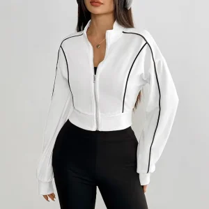 Women’s Autumn Fashion Soft Sports Casual Breathable Solid Hoodie Loose Fit Full Length 2 1 Design High Waisted