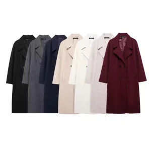 Womens Autumn New Soft Loose Fit Trench Coat Pure Color Fashion Jacket