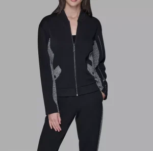 Women’s Autumn Short Coat Embroidered Breathable Windproof Baseball Collar Zipper Top Double Pockets Casual Style