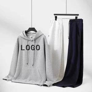 Women’s Autumn Solid Breathable Athletic Casual Midweight Polyester/Cotton Hoodie Set Drawstring Closure Customizable Front