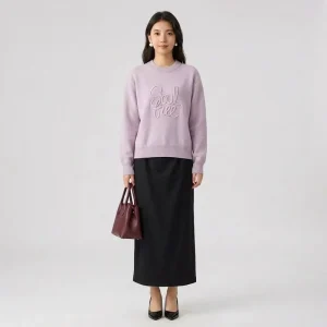 Women’s Autumn Winter Casual Long Sleeve Crew Neck Knit Sweater With 3D Embroidery