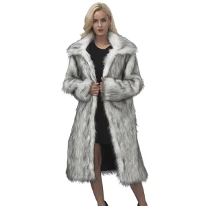 Women’s Autumn Winter Leopard Pattern Dyed Woven Embroidered Faux Fur Elegant Streetwear Regular Length Jacket Coat