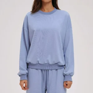Women’s Autumn/Winter Sportswear Windproof Soft Plus-Size Loose Fit Oversized Sweatshirt Round Neck Drop Shoulder Sleeve Design