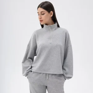 Women’s Autumn and Winter Yoga Clothes Sports Sweatshirt Stand Collar Half Zip Blank Ladies Sweatshirts Fitness Top Running
