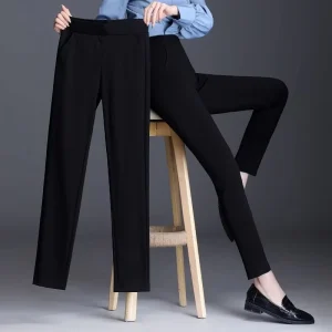 Women’s Baggy Straight Trousers Pants Pantalones De Mujer Women Pants Spring Summer Casual Pants Stretch High Waist