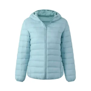 Women’s Basic Hooded Winter Jacket Short Quilted Outerwear with Lightweight Polyester Padding for Supply and Retail