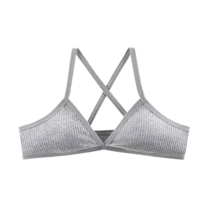 Women’s Beautiful Back 3 4 Cup Push up Bra Ribbed Cotton Breathable Everyday Style Solid Wire Free Knitted Adjustable Straps